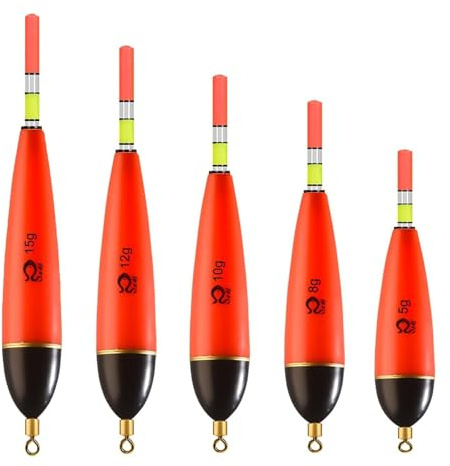 afhgdjr 5 StüCk AngelzubehöR,Posen Angeln,Schwimmer Angeln,Angelposen5g/8g/10g/12g/15g Posen Set FüR Hecht, Barsch, Karpfen, Barsch Led Posen Angeln Aus Eva-Schaumstoff, Schwimmer Angeln