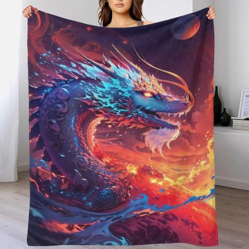Celestial Fire Serpent Fluffy Blanket Microfiber Tv Blanket for Picnic Gift for Family & Friend 60x80inch(150x200cm)