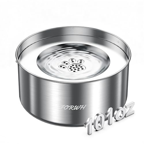 Stainless Steel Dog Water Bowl No-Spill 70OZ/3L Large Capacity, Non-Slip Slow Feeder Bowl with Floating Disk, Anti-Splash Pet Water Dispenser for Dogs and Cats Indoors & Travel