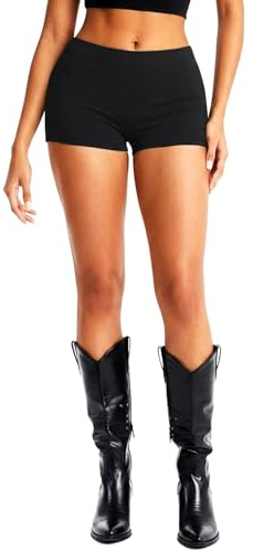 HAWILAND Women Sexy Micro Mini Shorts Y2k Low Rise Booty Shorts Hot Pants | Going Out Rave Bottoms, Festival Hotpants, Yoga Pyjama Pj Stretchy Shorts Loungewear