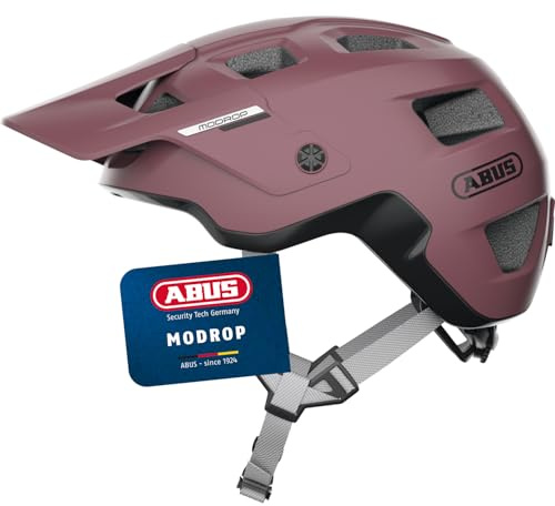 ABUS MTB-Helm MoDrop, Rot, L | In-Mold-Verfahren, Verstellsystem, Goggle-Halterung, Zopf-Öffnung