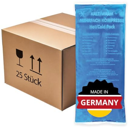 KK Kühlpads, 25 Kalt-Warm Kompressen, 12 x 29 cm, Kühlpacks zur Behandlung von Schwellungen, Prellungen und Verspannungen