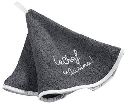 Douceur d'Intérieur, Handtuch, rund, Durchmesser 60 cm, Anthrazit, Frottee, Bestickt, Gelb