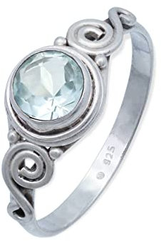 mantraroma Ring Silber Damen blau Topas Edelstein blau ausgefallen verspielt