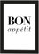 PICSonPAPER Poster DIN A4 Bon appétit, gerahmt mit schwarzem Bilderrahmen, Geschenk, Geschenkidee, Geburtstagsgeschenk, Poster mit Rahmen, Kunstdruck, Typographie (Bon Appetit)