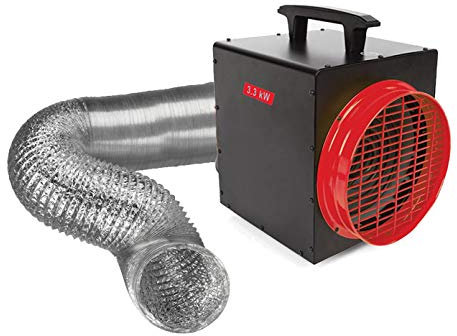 Perel Radiateur soufflant, 3300 W, avec thermostat et tuyau d'air, chauffage électrique d'atelier