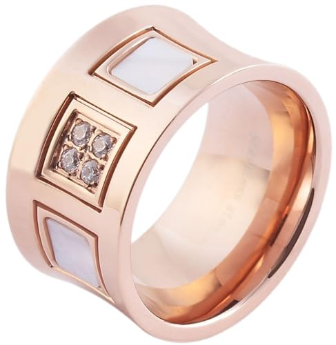 Akzent Damen Ring - Damenring Größe 54, 56, 58, 60, 62 aus Edelstahl in Roségold, 100% Wasserfest & Hautverträglich