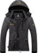 GEMYSE Damen Berg-Skijacke Wasserdicht Winddicht mit Kapuze Fleece Winter Outdoorjacke (Graphitgrau,2XL)