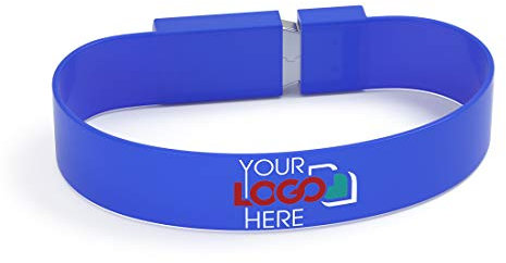 Possibox Braccialetto Chiavette USB Personalizzate 4GB con il Tuo Testo o Logo - All'ingrosso Pendrive - USB 2.0 Blu, 50 Pezzi