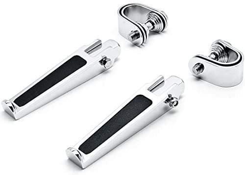 POFET Paire de repose-pieds de moto Highway avec protection du moteur, Stylish Moto Duel Highway Pegs Pédales Repose Pieds-Repose Pied Velo Universel - Argenté