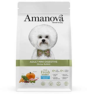Amanova Super Premium 100% natürliches trockenes Mini-Hundefutter für Erwachsene - 2 kg - Frisches Kaninchenfleisch - Getreidefrei - Hypoallergen - Grausamkeitsfrei