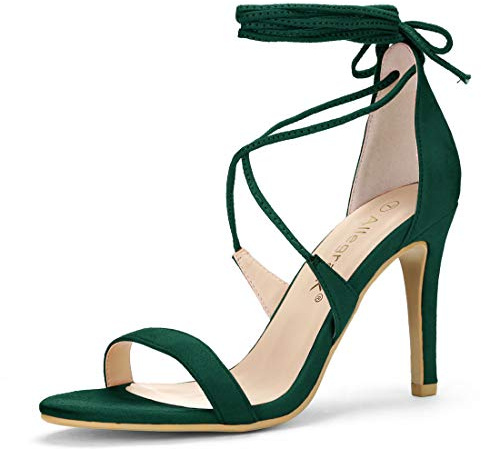 Allegra K Sandali stringati con tacco a spillo, Verde, 38 EU