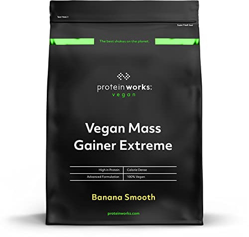 THE PROTEIN WORKS Gainer Vegan Extreme | Banane Ontueuse | Protéine en poudre hypercalorique | Prise de poids | Vitamines & Minéraux | Protein Works | 1kg