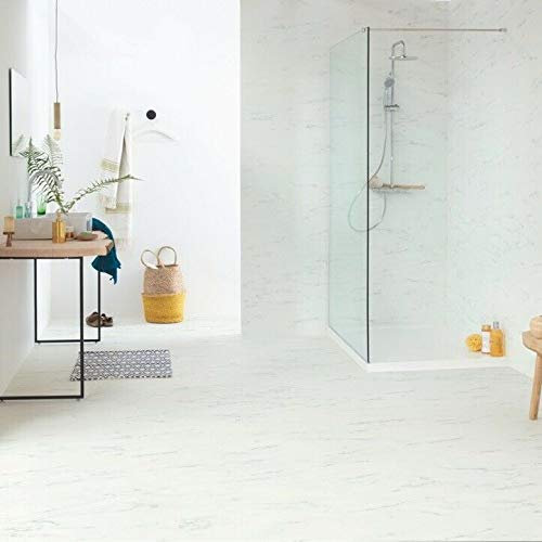 Quickstep Alpha Carrara Marble White Click Waterproof Vinyl Tile Flooring 40136