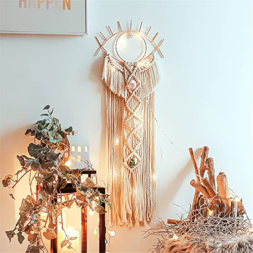 SWECOMZE Makramee Wandbehang Marokko Deko, Woven Wanddeko Wandteppich Tapisserie Gewebte Handgemacht Wohnzimmer Schlafzimmer Dekor