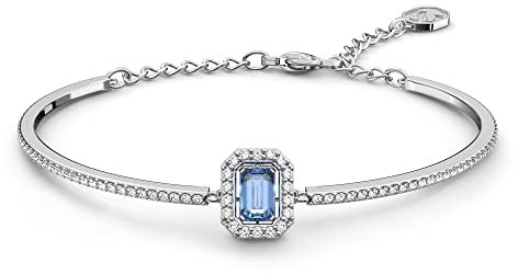 Swarovski Una Armreif, Blauer und Rhodinierter Damenarmreif mit Strahlenden Swarovski Kristallen
