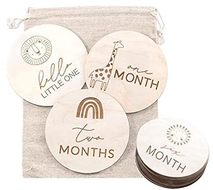 13 Stk. Baby Holz Monatlich Monatlichen Meilensteinkarte Baby Monatliche Holzkarten Meilensteinkarten Geburt Taufe Schwangerschaft Oder Babyparty Neugeborenen Fotografie Requisiten Monatliche Karte