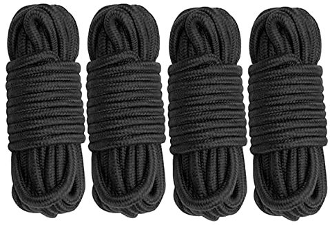 Cosymate Weiches Baumwollseil, Bindeseil, Allzweckseil, dicke Baumwolle, gedrehter Knoten, 8 mm Durchmesser, 5 m lang, 4 Stück, Schwarz