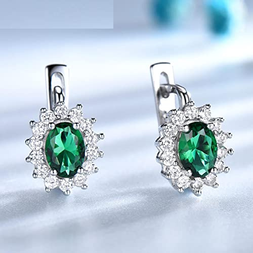 LOKILOKI 925 Sterling Silber Ohrringe Edelstein Erstellt Smaragd Ohrclips Für Weibliche Geburtstag Jubiläumsgeschenke Edlen Schmuck