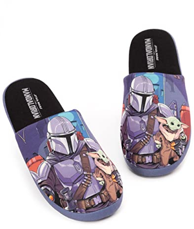 Disney The Mandalorian Chausson Chaussette Homme EU 38-44, Chaussettes Fantaisie Chaud, Semelle Antidérapante, Cosy Idee Cadeau
