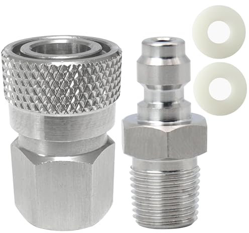 Universal 1/8 NPT Buchse und 8 mm m?nnlicher Stecker, Schnelltrennnippel, Edelstahl, Fernbedienungsleitung, m?nnlich und weiblich, Set f?r PCP Foster Paintball Airsoft Luftpistole Werkzeug