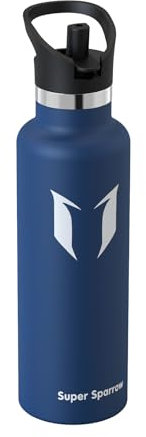 Super Sparrow Botella Agua Acero Inoxidable - Botellas Termica 750ml - Sin BPA - Termo Cantimplora con Pajita Vacío, para Deporte, Viaje, Escuela, Exterior, Oficina, Gimnasio