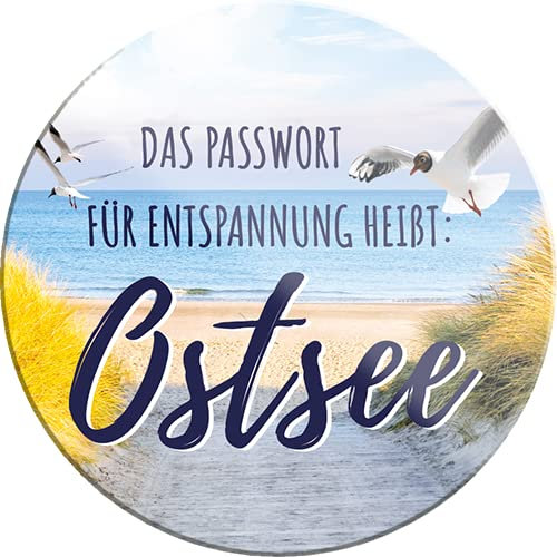 Schilderkreis24 – Lustiger Ostsee Spruch “Passwort für Entspannung“ Magnet Strand Deko Kühlschrankmagnet Humor witzige Geschenkidee Geburtstag Weihnachten 8x8 cm