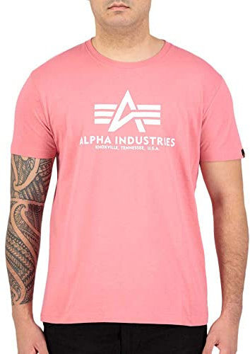 Alpha Industries Herren Basic T-Shirt, Blickdicht, Coral Red, 3XL