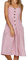 YMING Femme Sexy Spaghetti avec Poches Robe sans Manches Robe Mi-Longue Rose XS