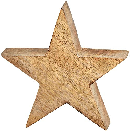 matches21 Dekofigur Stern Mangoholz Holzstern Figur Aufsteller Winterdekoration Weihnachten Holz Natur 1 STK 14x14x4 cm