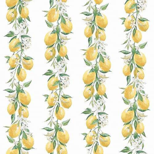 G45441 - Just Kitchens Lemon Stripe Yellow White Green Galerie Wallpaper