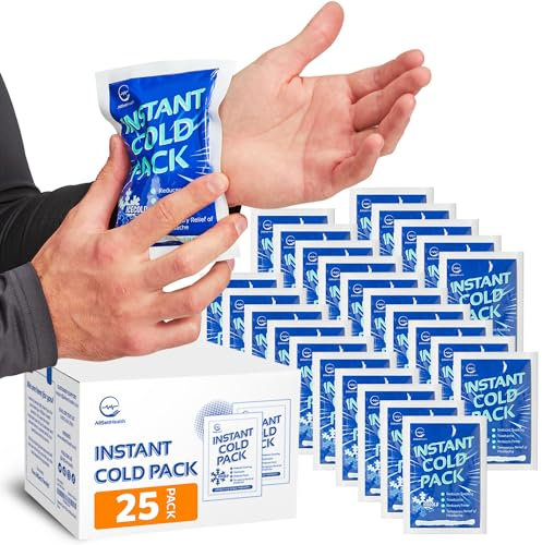 Instant Ice Pack (15 x 11,5 cm) - 25 Stück Einweg-Instant-Eisbeutel für Verletzungen | Kaltkompresse Eisbeutel zur Schmerzlinderung, Schwellungen, Erste Hilfe, Zahnschmerzen, Dammkühlakkus für