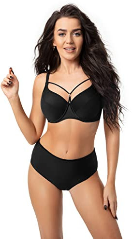 Selente My Secret D8051 Costume Mare/Piscina Donna a 2 Pezzi con Ferretti e Coppe differenziate, Nero Cordoncino, 4C
