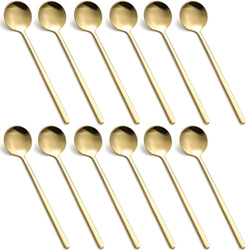 Edelstahl Teelöffel Kleine Runder Löffel 12 Stück Teaspoons Espressolöffel Dessertlöffel Kaffee Löffel (G12)