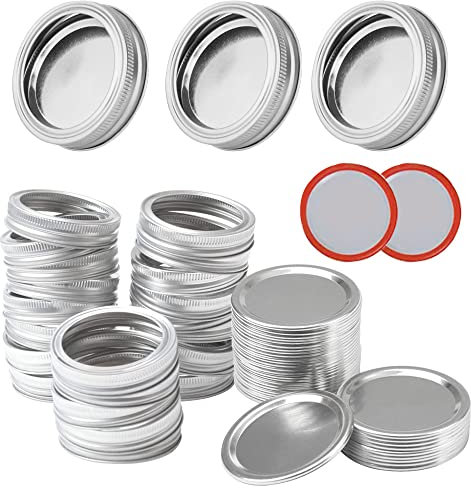 Tucireat Mason Jar Ersatzdeckel - 15 Stück Konservendeckel aus Weißblech für Einmachgläser - Wide Mouth Canning Jar Deckel