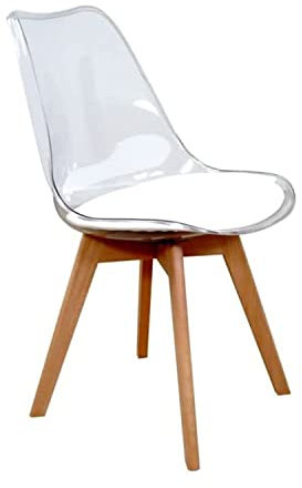 SHIITO | Modelo Otto - Silla de Comedor de Estilo Nórdico | 56 x 48 x 82 - Color Transparente | Diseño Sencillo y Elegante | con Patas de Haya