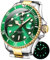 OLEVS Uhren für Herren, klassisch, Datum, Business-Kleid, luxuriös, großes Zifferblatt, grün/schwarz/blau, wasserdicht, leuchtende, Analoge zweifarbige Edelstahl Herren Armbanduhr