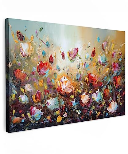 MuchoWow© Leinwände 60x40 cm Wall Decoration Bilder Schlafzimmer Deko Pictures Canvas Painting Wanddekoration Wohnzimmer Wanddeko Blumen - Kunstdruck - Natur - Öl - Gemälde