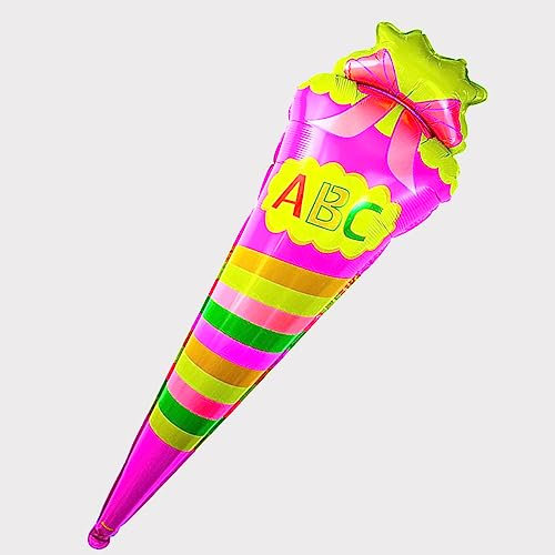 Rosa ABC-Schultüte Folienballon(110cm), Zuckertüte Folien Ballon Luftballon Hänge Deko für Einschulung Schuleinführung Schulanfang