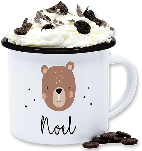 Emaille Tasse Blechtasse - Süßer Bär I Bären I Bärenmotiv I Bear - 300 ml - Weiß Schwarz - teddy name becher bärchen tier kaffeebecher teddybär tiere kaffeetasse personalisierte