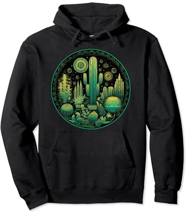 Mondnacht-Geometrie-Kaktus Pullover Hoodie