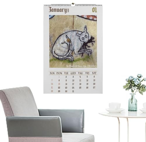 Aznever Ugly Medieval Cats, Lustiger Katzenkalender 2024, Ugly Cats In Renaissance Kalender, Heimdekorationen, Katzenkalender Für Wohnzimmer, Schlafzimmer, Arbeitszimmer