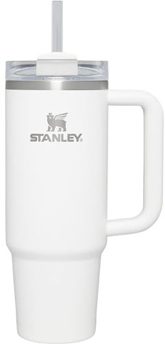 STANLEY Quencher H2.0 FlowState Trinkbecher, vakuumisoliert, aus Edelstahl mit Deckel und Trinkhalm, für Wasser, Eistee oder Kaffee (Weiß, 1,2 Liter)