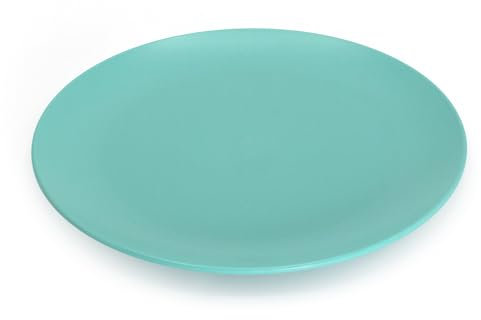 Ökolution Lot de 8 assiettes réutilisables de 22,7 cm de diamètre - En plastique durable - Rondes - Bleu pétrole - RPET - En plastique recyclé