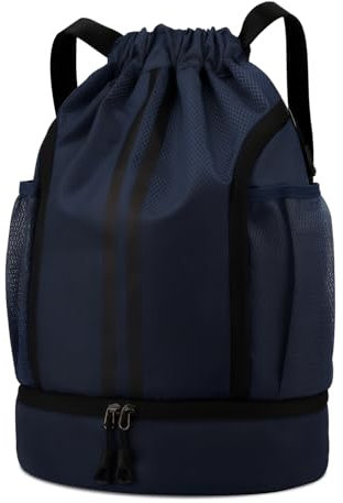 Ninonly Turnbeutel mit Kordelzug, Sportbeutel Rucksack Wasserdichter mit Schuhfach für Damen Herren Jungen, Sportrucksack für Reisen Sport Schwimmen Strand