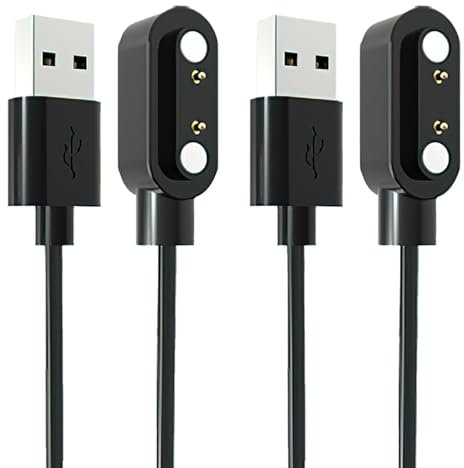 LANAFAY 2 Stück Magnetisches Ladegerät mit Ticwatch Smartwatch GTX - Smartwatch Zubehör- (4mm Abstand von 2 Ladestiften) Kompatibel für Xiaomi-Haylou Solar LS 01/02/05, USB Ladekabel Kompatibel