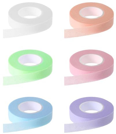 Oruola 6 Rollen Micropore Tape für Wimpernverlängerungen,Wimpern Tape,Wimpernband für Wimpernverlängerungen,Atmungsaktives Micropore Gewebe Wimpernband Zubehör,9 M/10 Yard Jede Rolle