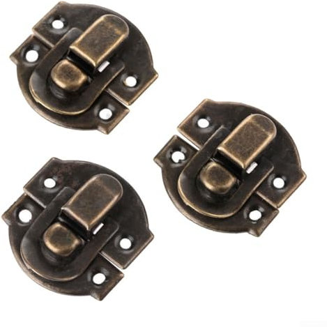 Mini-Koffer-Hardware-Set, 10-teilig, Kastenriegel mit Schrauben, Antik-Bronze-Verschluss (Antik-Bronze)