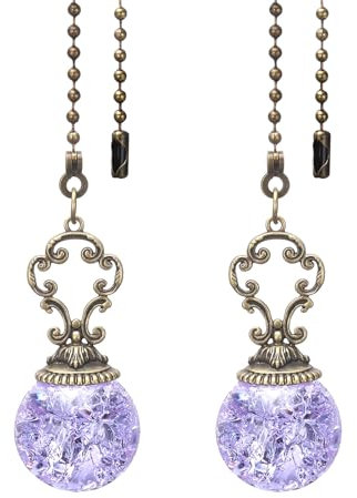 PATIKIL Ceiling Fan Pull Chain, 2 Pack 12 Decorative Ball Pendant Chain Extender Charm Extension Pull String for Ceiling Fans Light Lamp, Purple