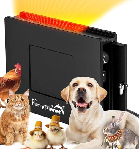 Hundehaus-Heizung mit Thermostat, 400 W Hundeheizung für den Außenbereich, mit Temperatureinstellknöpfen, Outdoor-Haustierheizung mit 1,8 m langem Anti-Kau-Kabel und Überhitzungsschutz,